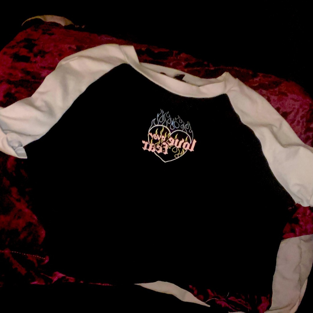 “Love over fear” baseball styled crop top